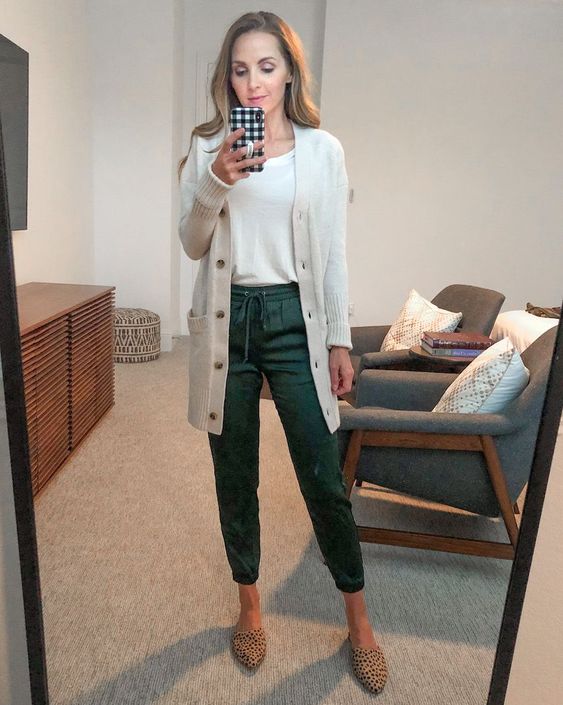 Cardigan & Green Joggers